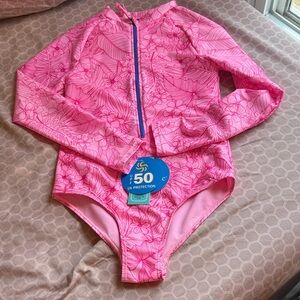 Kids Pink Floral Swimwear with UV Protection